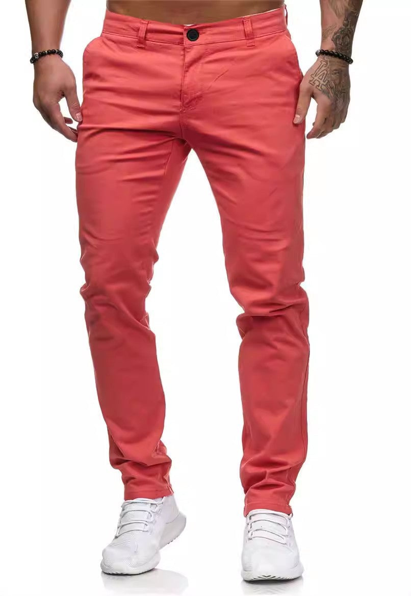 Herren Slim-Fit Chinohosen mit elastischem Bund und praktischen Taschen