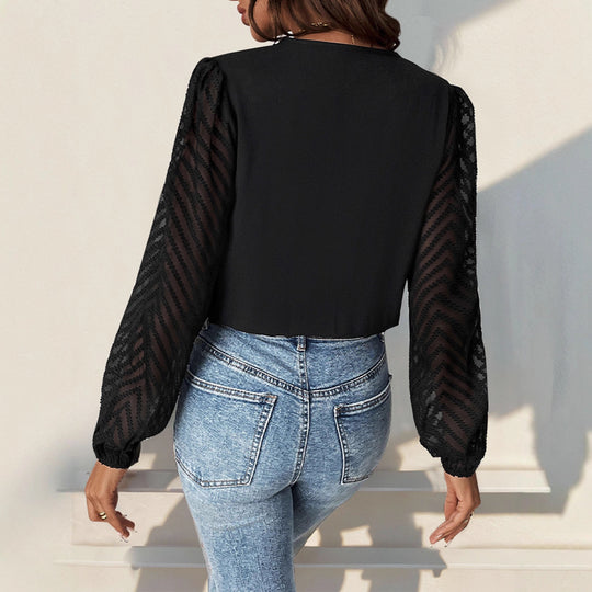 Damen Eleganter Body mit transparenten Ärmeln Shop Nory