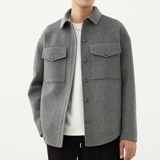 Herren Weiche Wollmix-Hemdjacke im Boxy-Schnitt Shop Nory