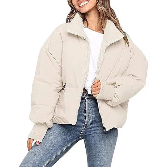 Damen Gesteppte Kurzjacke mit Stehkragen, wattierter Füllung und elastischen Bündchen Shop Nory
