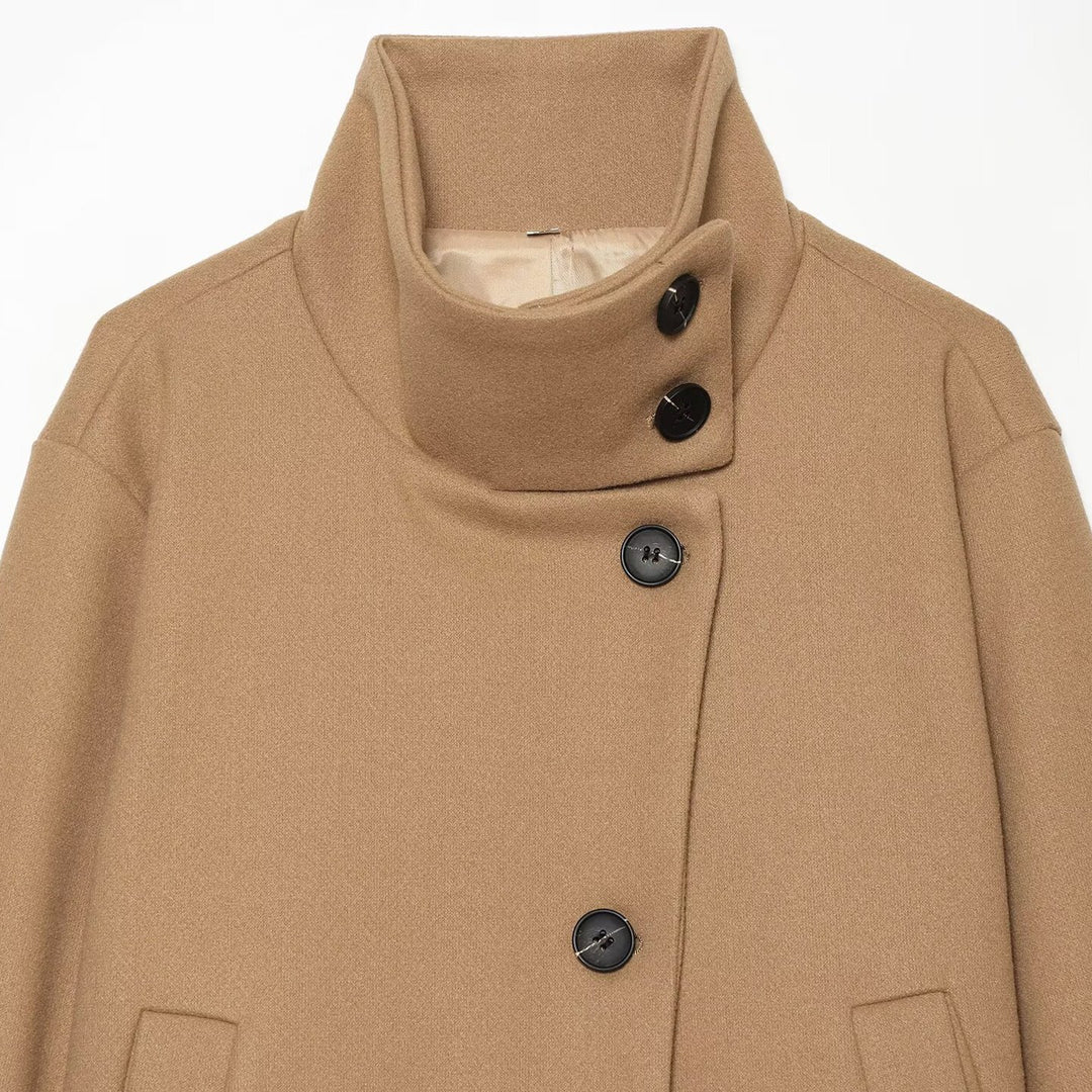 Damen Kurz-Capejacke aus Wollmix mit hohem Rollkragen und Manschetten-Detail Shop Nory