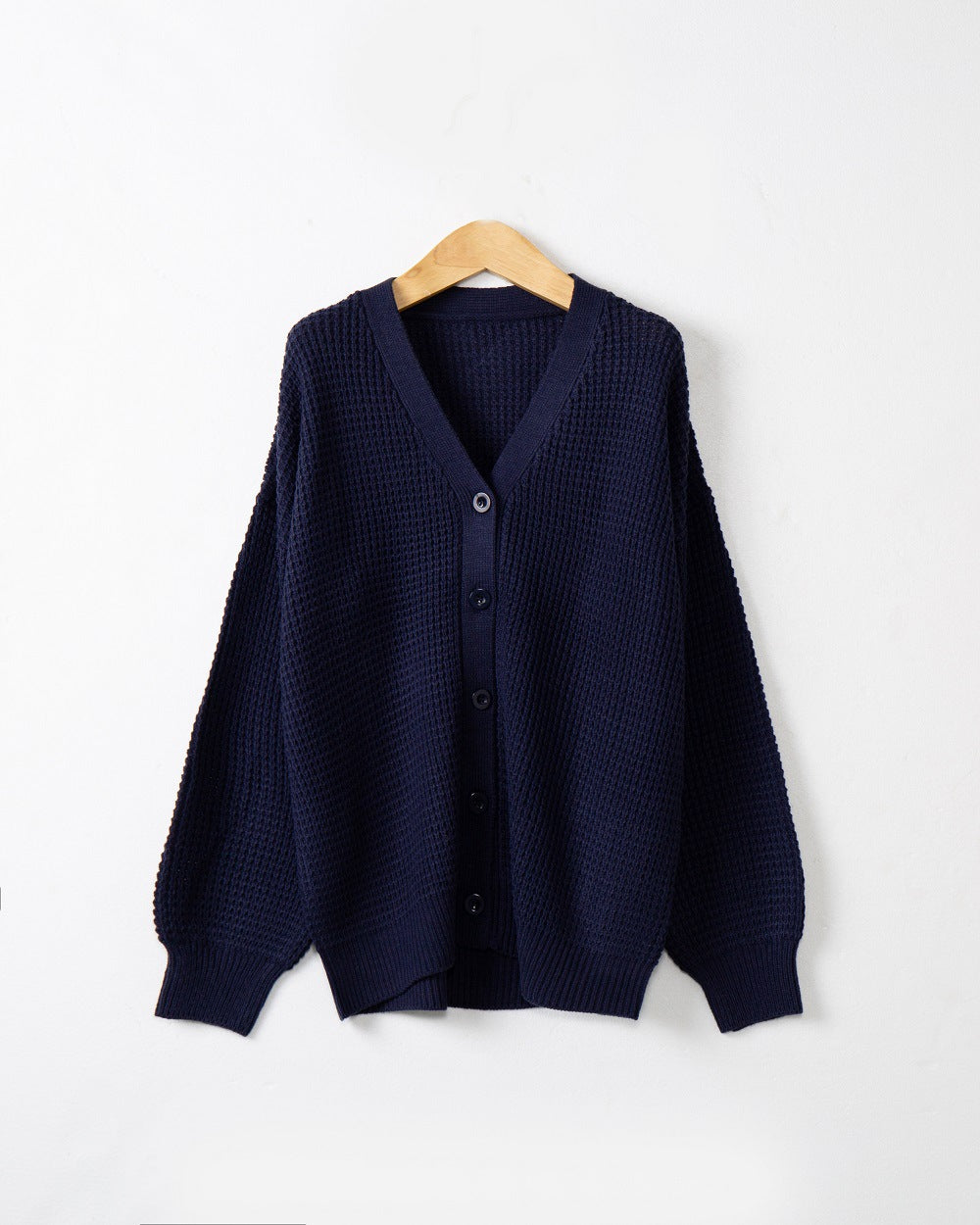 Damen Waffelstruktur-Cardigan mit tiefem V-Ausschnitt und kastigem Oversize-Schnitt Shop Nory