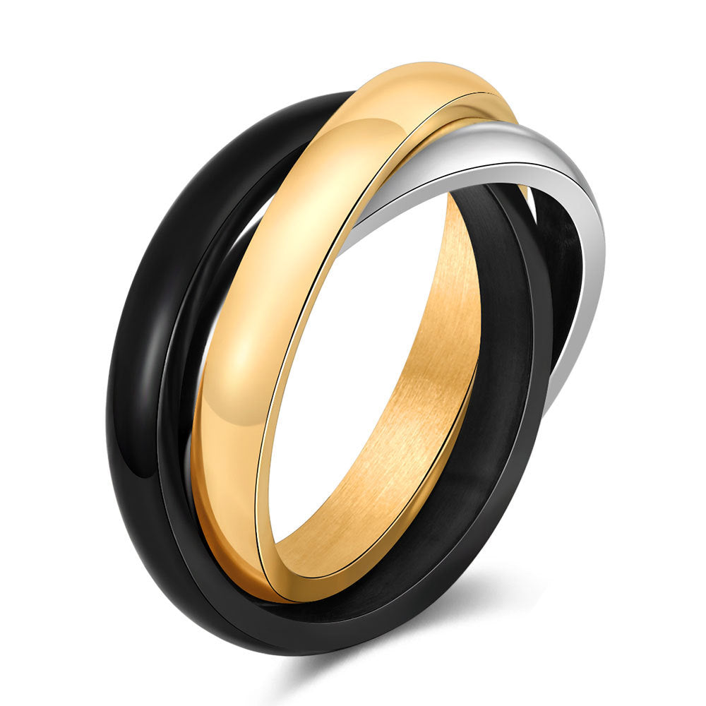 Herren Breiter Bandring aus poliertem Edelstahl mit geschwungenem Design Shop Nory