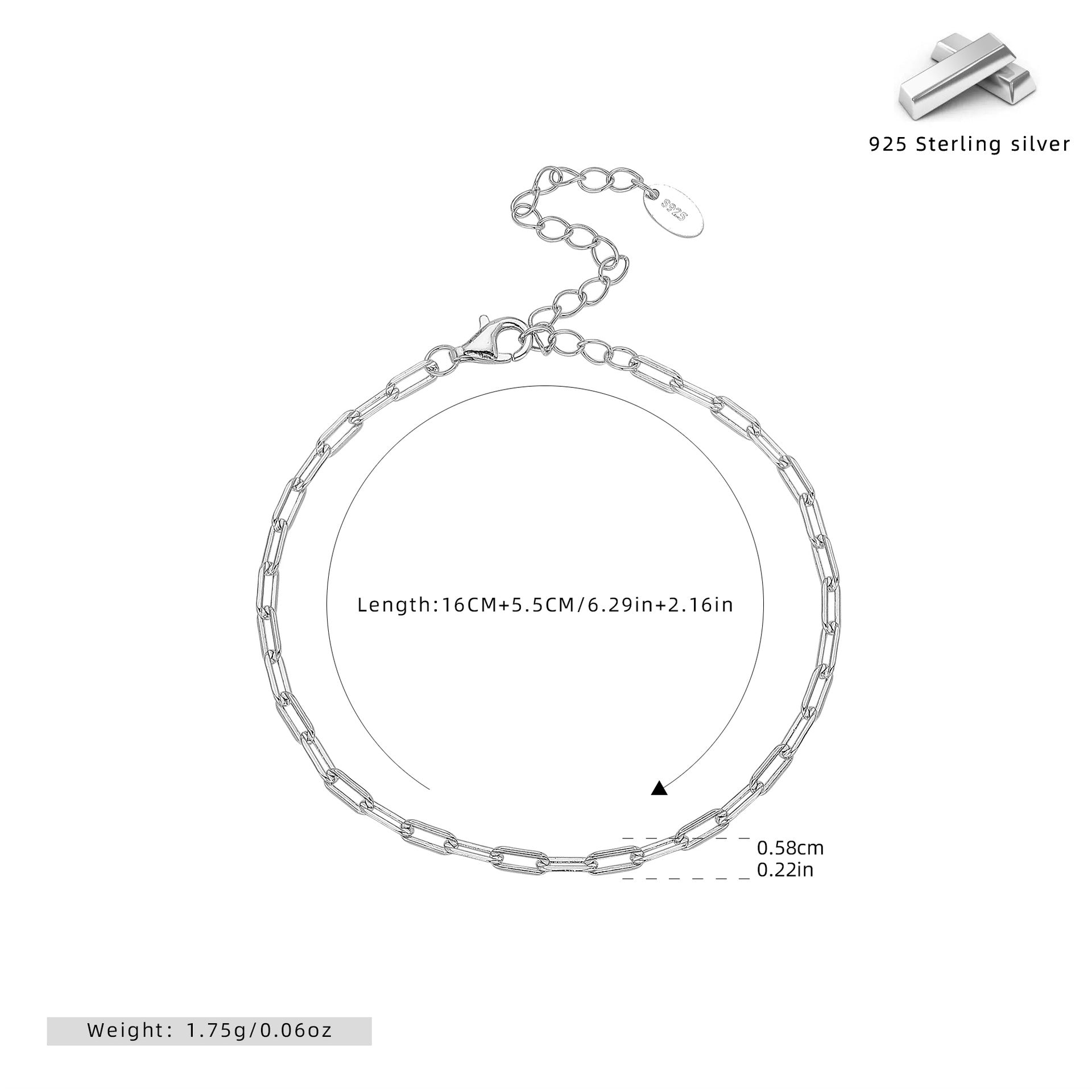 Damen Kette aus 925 Sterling Silber mit modernem Gliederdesign Shop Nory