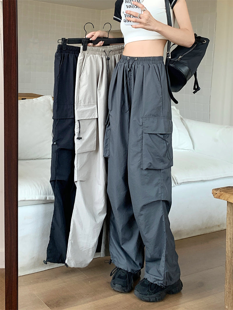 Damen nan weite Cargo-Hose mit Tunnelzugbund, verstellbaren Beinabschlüssen und großen Klappentaschen Shop Nory