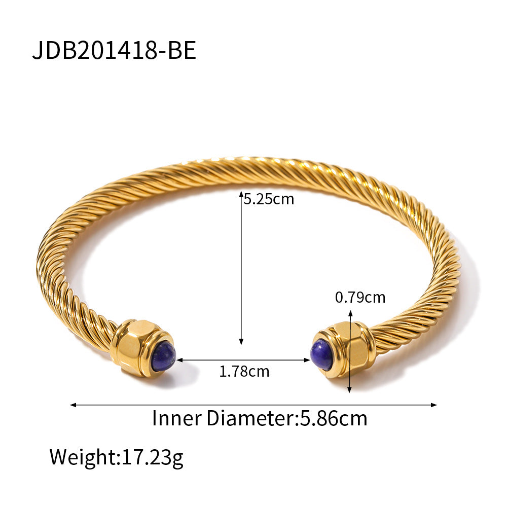 Damen Offenes Armreif mit elegantem Drahtdesign und wertvollen Edelsteinakzenten Shop Nory