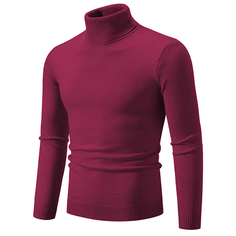 Herren nan taillierter Rollkragenpullover aus feinem Feinstrick mit geripptem Kragen