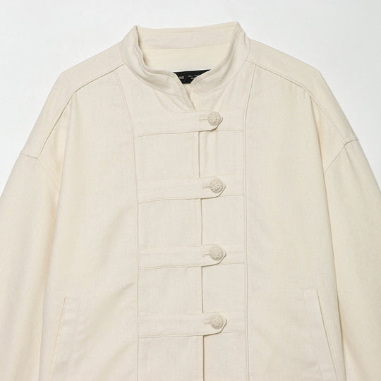 Damen Cropped Jacke mit Stehkragen und dekorativen Knotenknöpfen Shop Nory