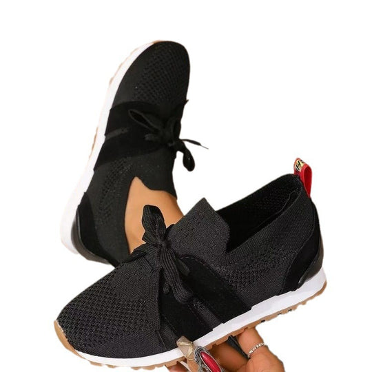 Damen Strick-Slip-On Sneaker mit Stretchschaft, Zierschnürung und dämpfender Profilsohle Shop Nory