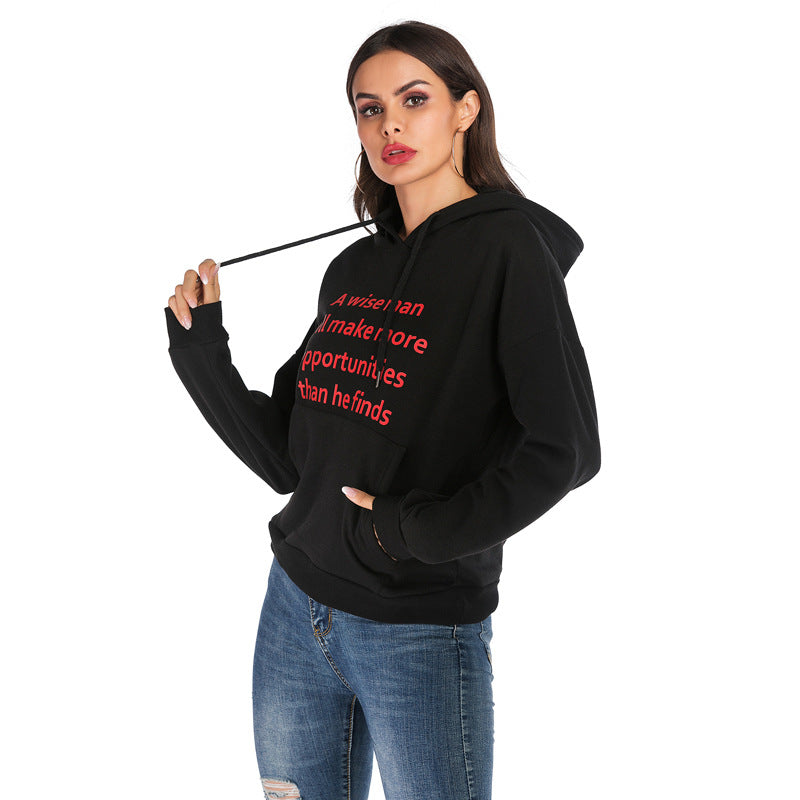 Damen Kapuzenpullover mit Statement-Print, Kängurutasche und Oversize-Schnitt Shop Nory