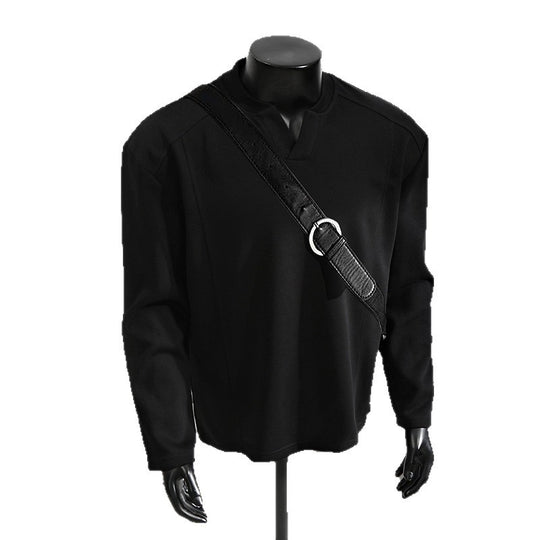 Herren Oversize-Langarmshirt mit V-Notch-Kragen, minimalistischer Schnitt und weichem Baumwollmix Shop Nory
