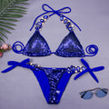Damen Glitzernder Triangel-Bikini mit modischen Akzenten