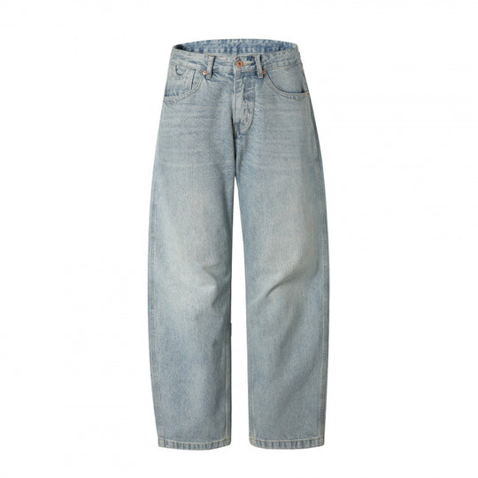 Herren Lässige Straight-Jeans mit hohem Bund, geradem Bein und stonewashed Finish Shop Nory
