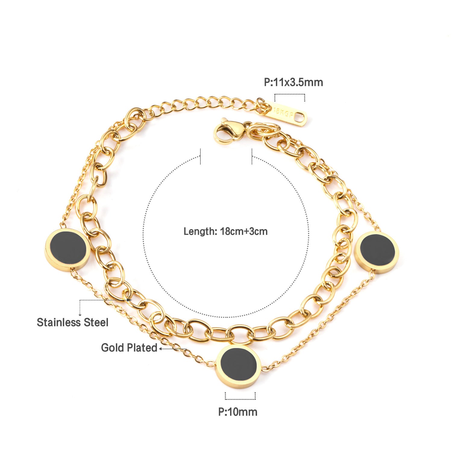 Damen elegant gestaltetes Armband mit funkelnden Kettenelementen Shop Nory