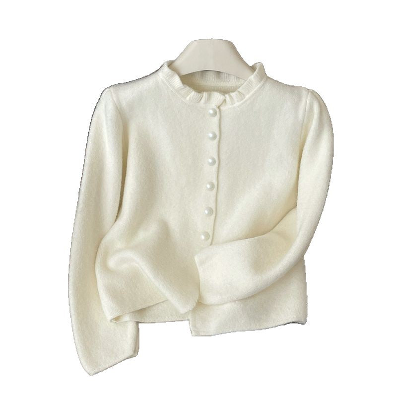 Damen Elegante Strickjacke mit Rüschendetail Shop Nory