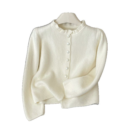 Damen Elegante Strickjacke mit Rüschendetail Shop Nory