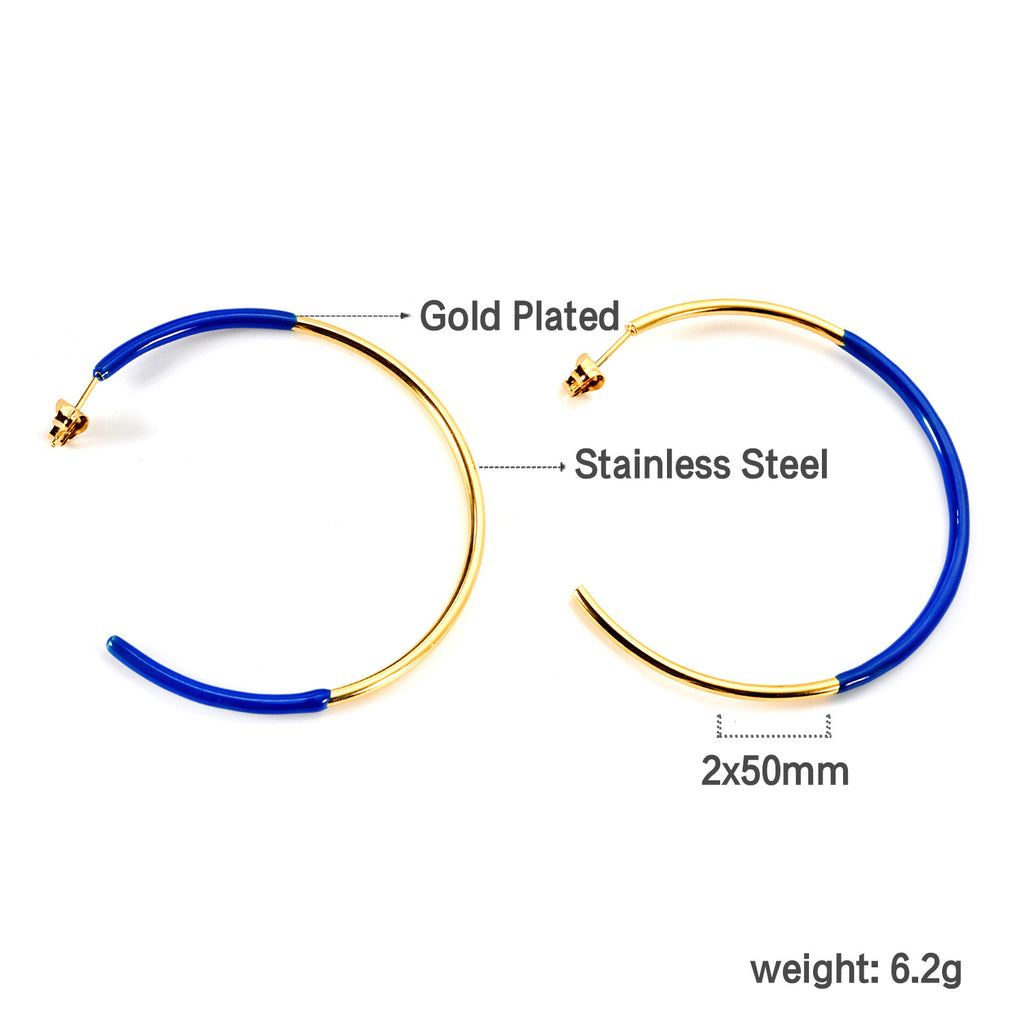 Damen Creolen mit goldplattierter und blaue Verschönerung Shop Nory