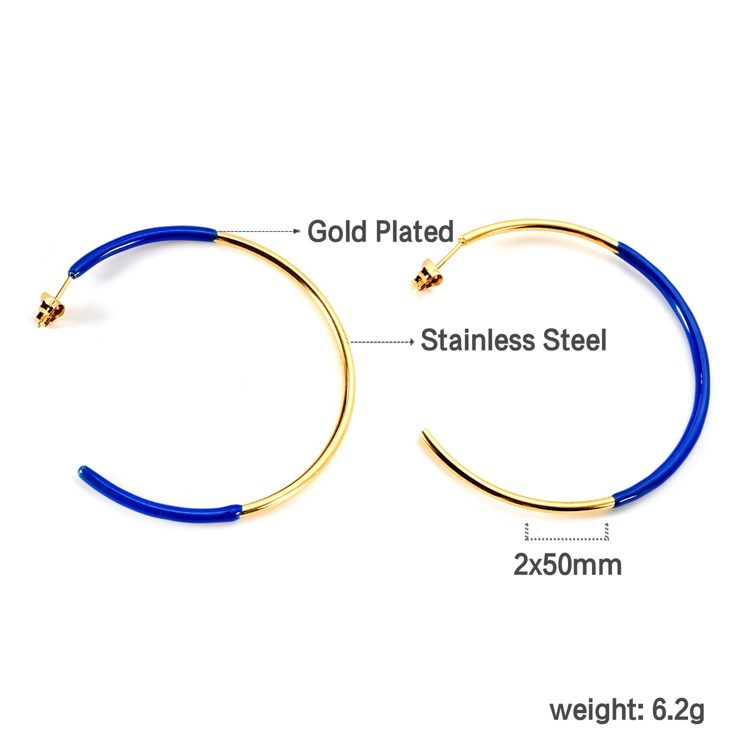 Damen Creolen mit goldplattierter und blaue Verschönerung Shop Nory