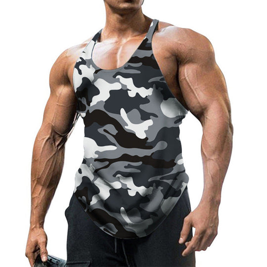 Herren ärmelloses Fitnessshirt im modernen Camouflage-Design