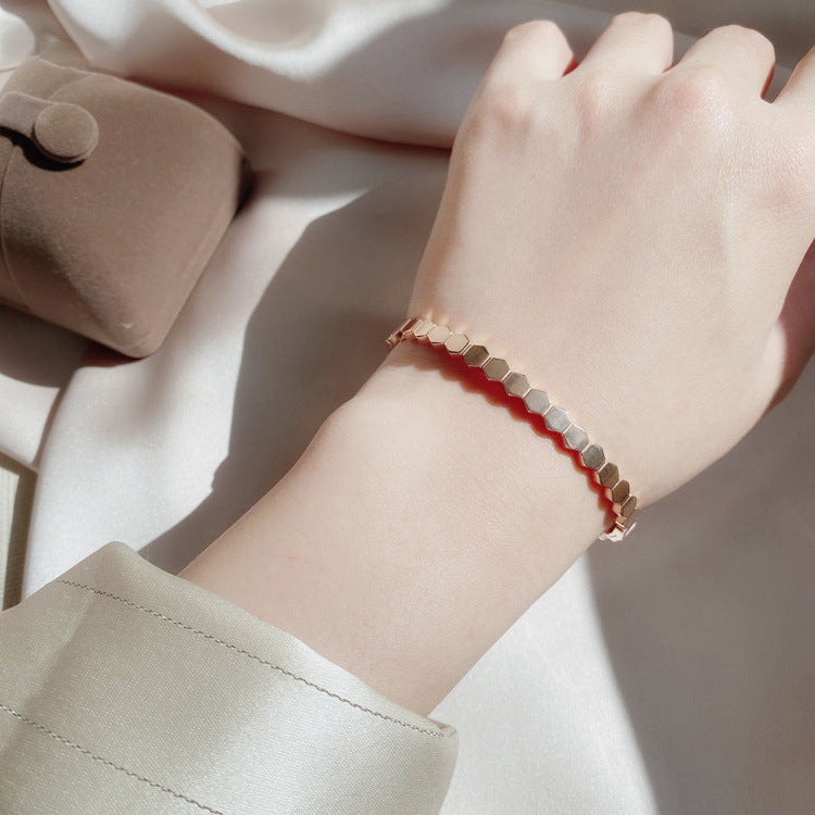 Damen Geometrisches Sechseck-Muster Bangle-Armband Shop Nory
