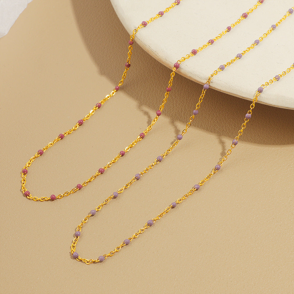 Damen feine Halskette mit bunten Edelstein-Details und goldener Gliederkette Shop Nory
