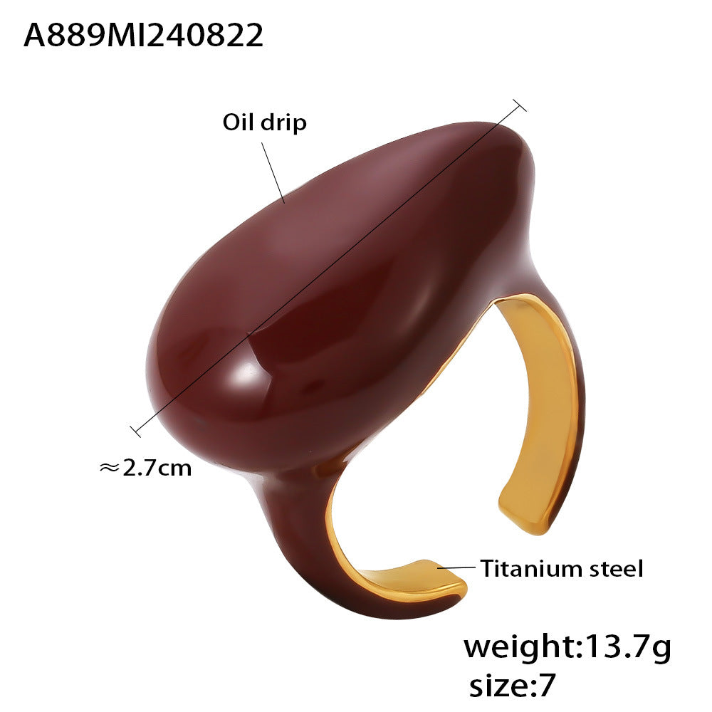 Damenring mit tropfenförmigem Design aus Titanstahl Shop Nory
