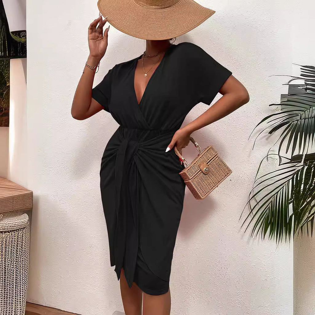 Damen Wickelkleid mit elegantem V-Ausschnitt und Vielzahl an Stylingmöglichkeiten