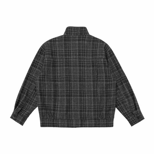 Herren Kurz geschnittene Wollmix-Pufferjacke mit Karomuster und Stehkragen Shop Nory