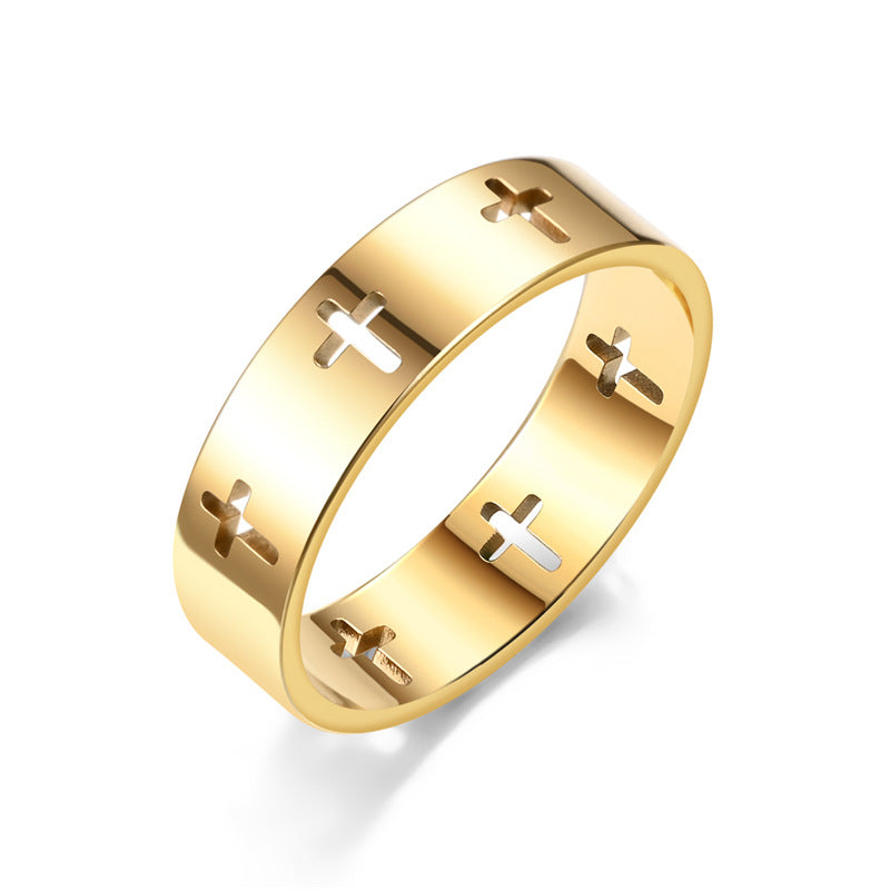 Herren Ring mit kreuzförmigem Design und glänzender Oberfläche Shop Nory