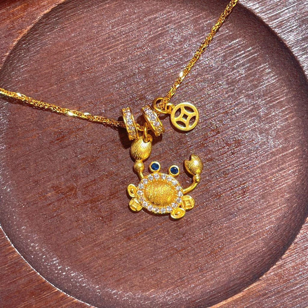 Damen Halskette mit kreativem Krabbenanhänger und funkelnden Zirkonia Shop Nory