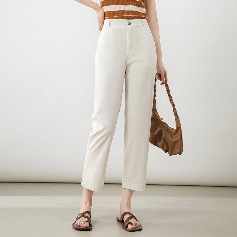 Damen elegante Cropped Stoffhose