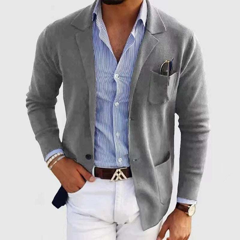 Herren lässiger, eleganter Blazer aus kräftigem Baumwollmix