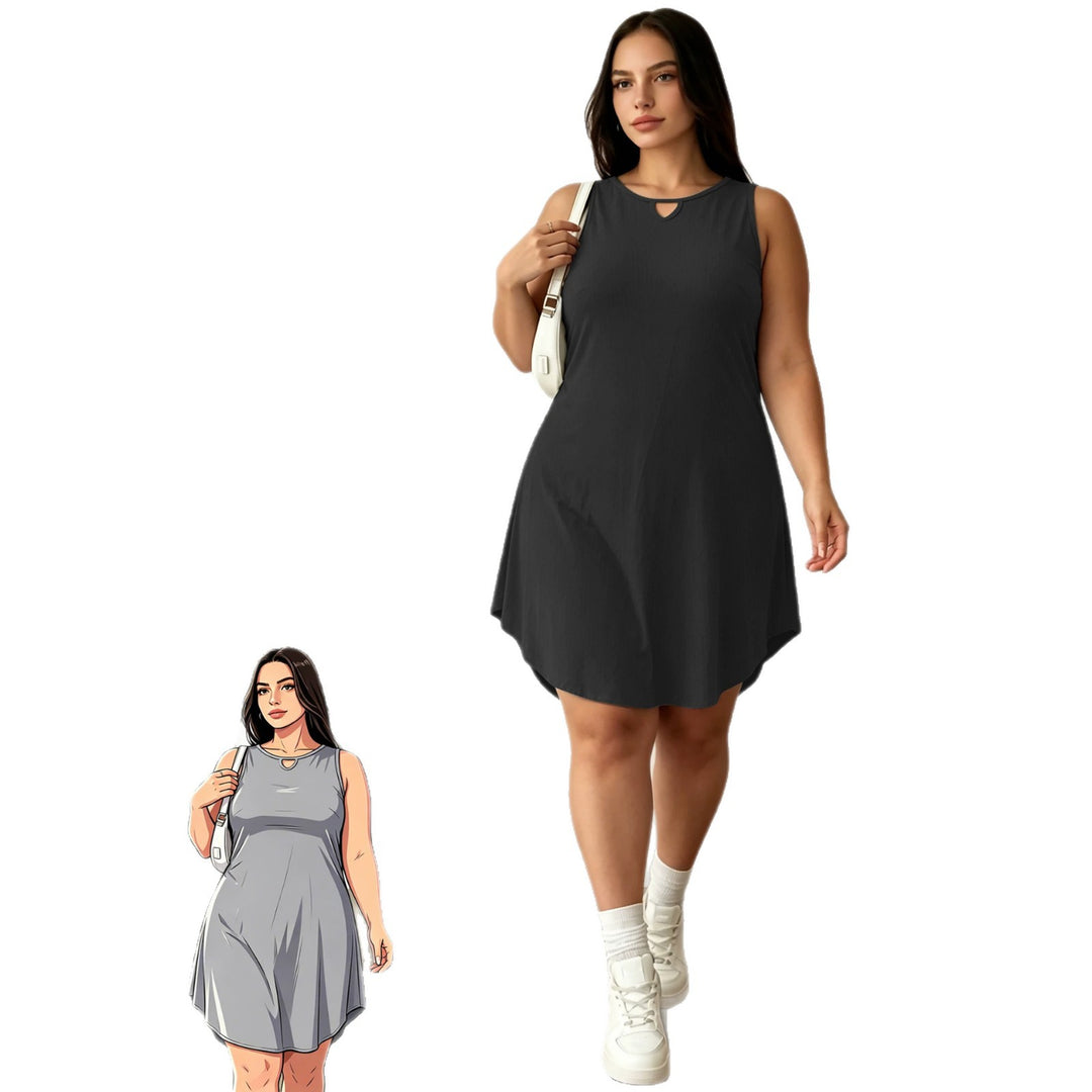 Damen Ärmelloses A-Linien-Midikleid mit seitlichen Eingrifftaschen und V-Ausschnitt Shopy Nory