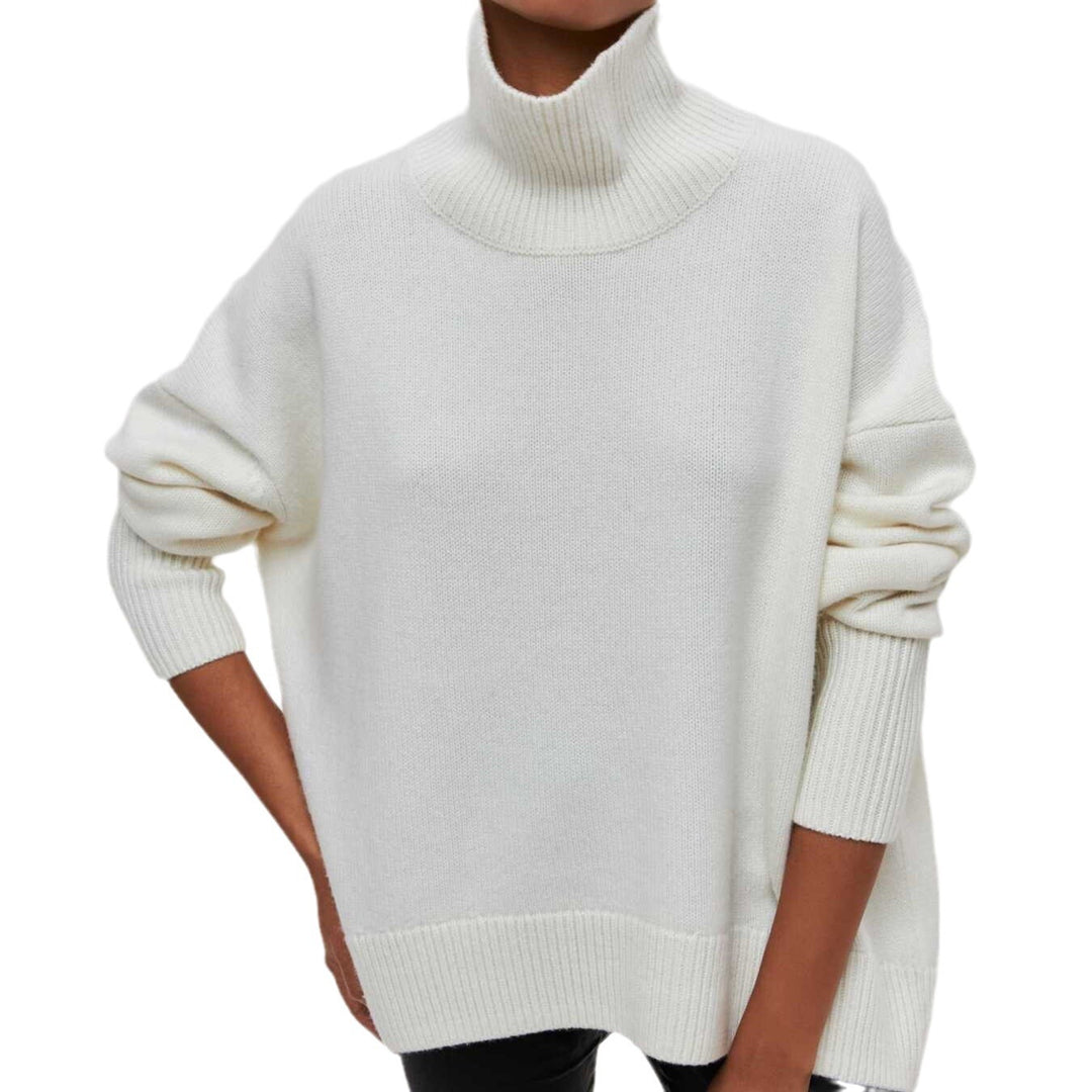 Damen Kuscheliger Oversize Rollkragenpullover mit verdeckten Seitenschlitzen und extra langem Rippbund Shop Nory