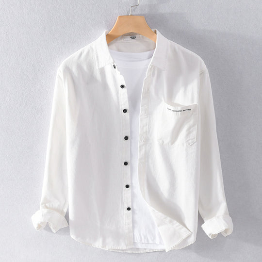 Herren Leichtes Baumwoll-Langarmhemd im Overshirt‑Stil mit Pattentasche und kontrastreichen Knöpfen Shop Nory