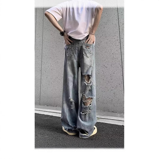Damen Modische Destroyed Baggy-Jeans Shop Nory