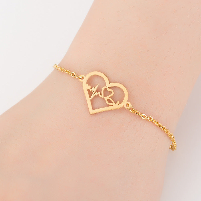 Damen Armband mit Herzschlag-Design aus hochwertigem Edelstahl Shop Nory