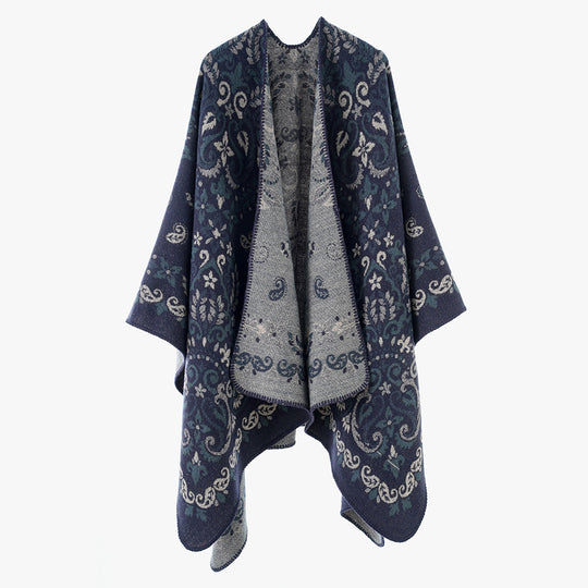 Damen Reversibler Ornamentaler Capeponcho mit feiner Jacquardstruktur Shop Nory