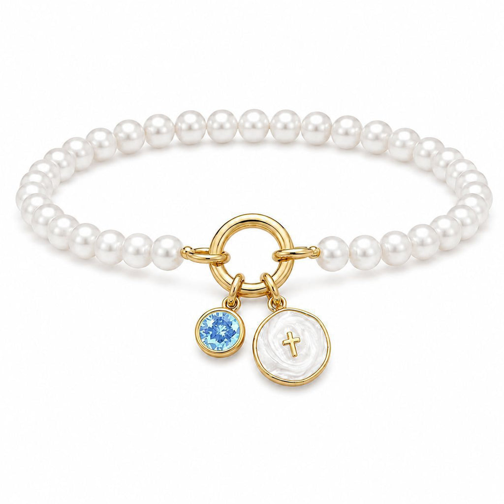 Damen Armband mit Perlen und charmanten Anhängern Shop Nory