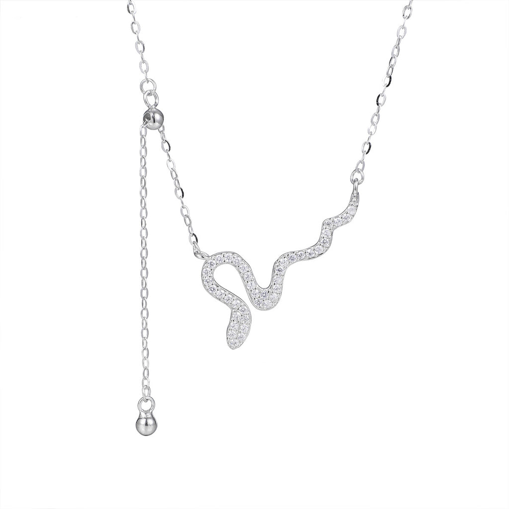 Damen elegante Halskette im Schlangen-Design mit funkelnden Zirkonia Shop Nory