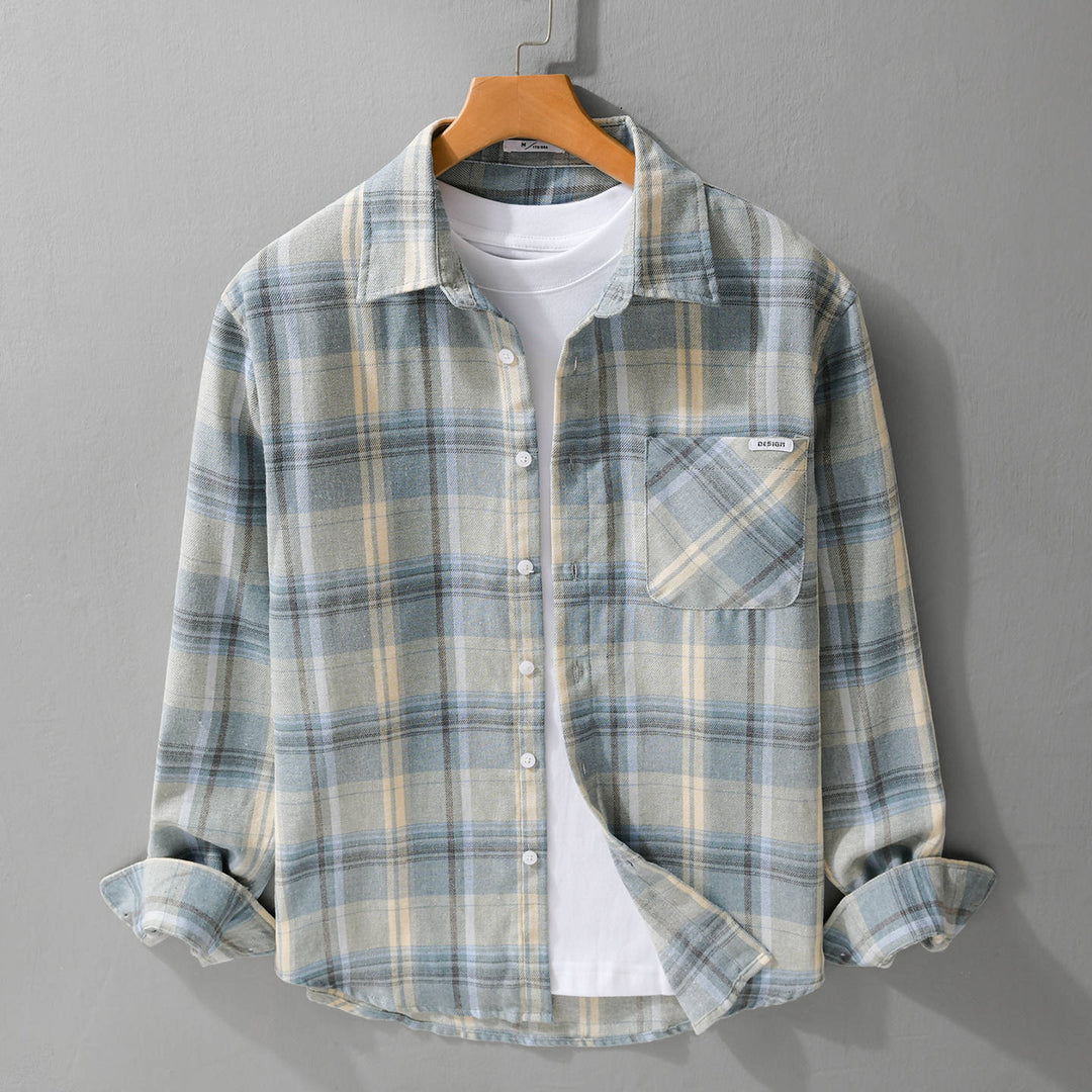Herren Kariertes Leichtes Flanell-Overshirt mit Brusttasche und Relaxed-Fit Shop Nory