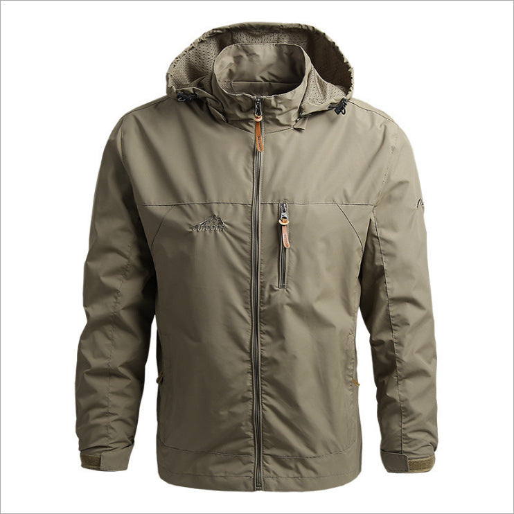 Herren Leichte wasserabweisende Kapuzen‑Windjacke mit Brusttasche und verstellbarem Saum Shop Nory