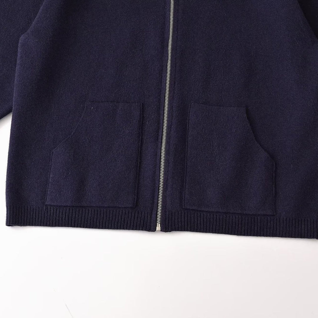 Damen Grobgestrickte Oversize-Zipjacke mit Stehkragen und aufgesetzten Taschen Shop Nory