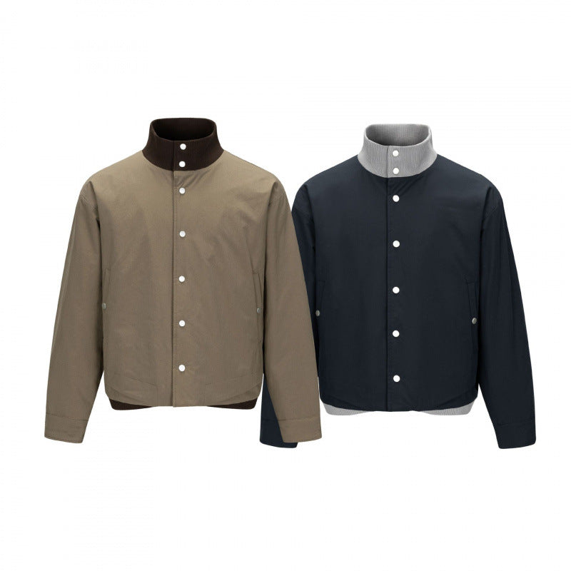 Herren Kurz geschnittene Boxy-Bomberjacke mit Stehkragen und Druckknopfleiste Shop Nory