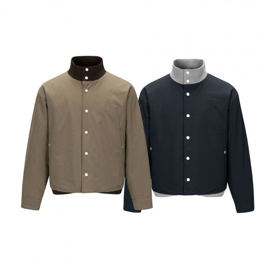 Herren Kurz geschnittene Boxy-Bomberjacke mit Stehkragen und Druckknopfleiste Shop Nory