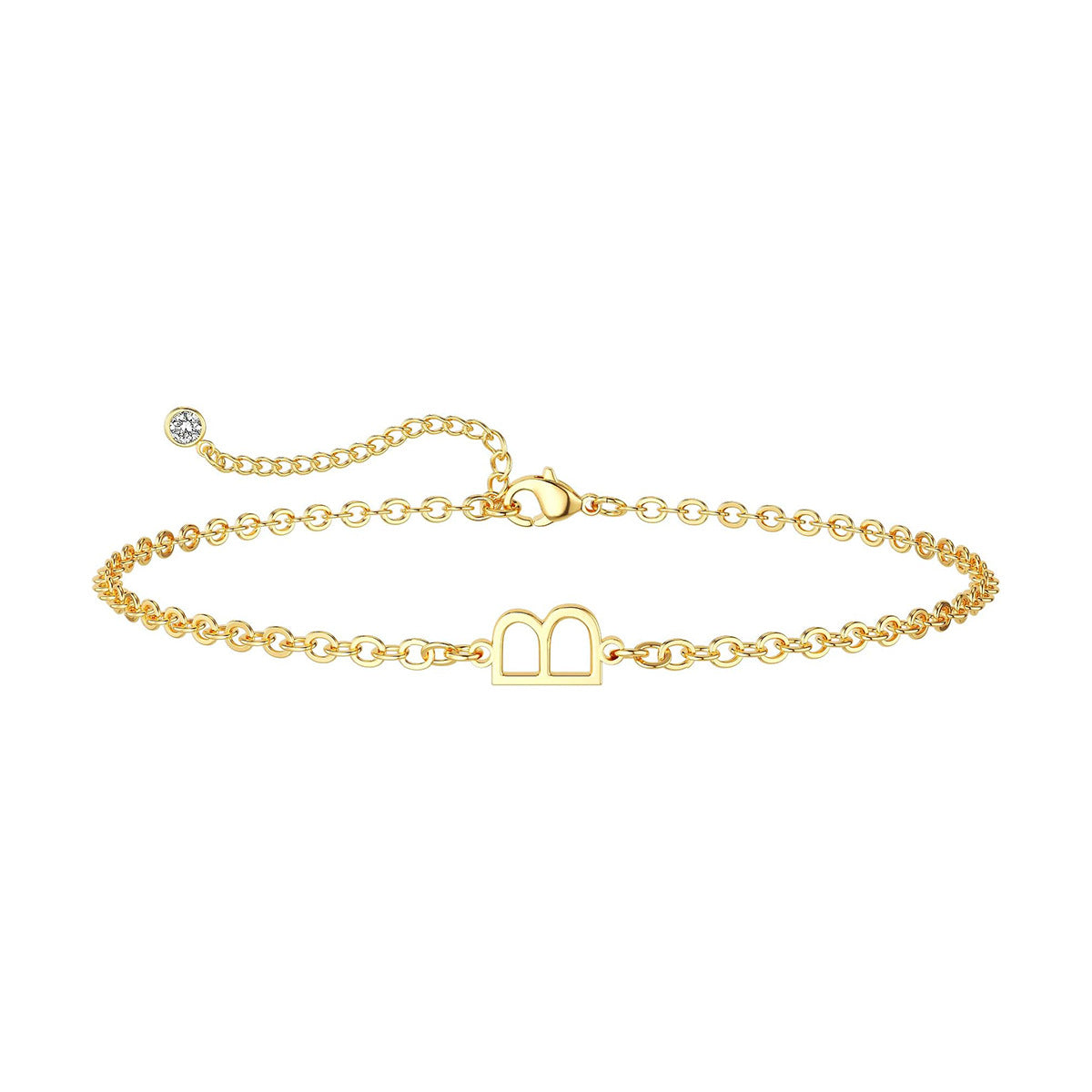 Damen Fußkettchen mit personalisiertem Anfangsbuchstaben und funkelndem Zirkonia-Detail Shop Nory