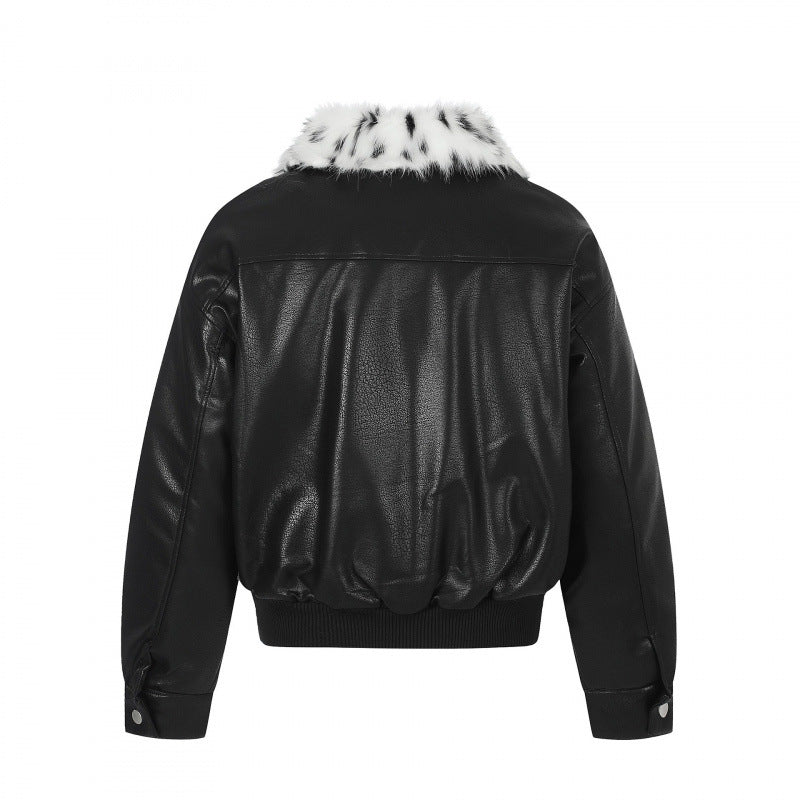 Damen Boxy Kunstleder-Bomberjacke mit asymmetrischem Reißverschluss und kuscheligem Kunstfellkragen Shop Nory