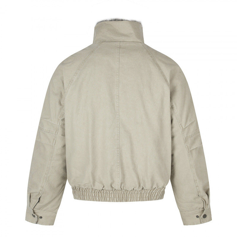 Damen Kurz geschnittene Cord‑Optik Blousonjacke mit Kunstfellfutter und hohem Stehkragen Shop Nory