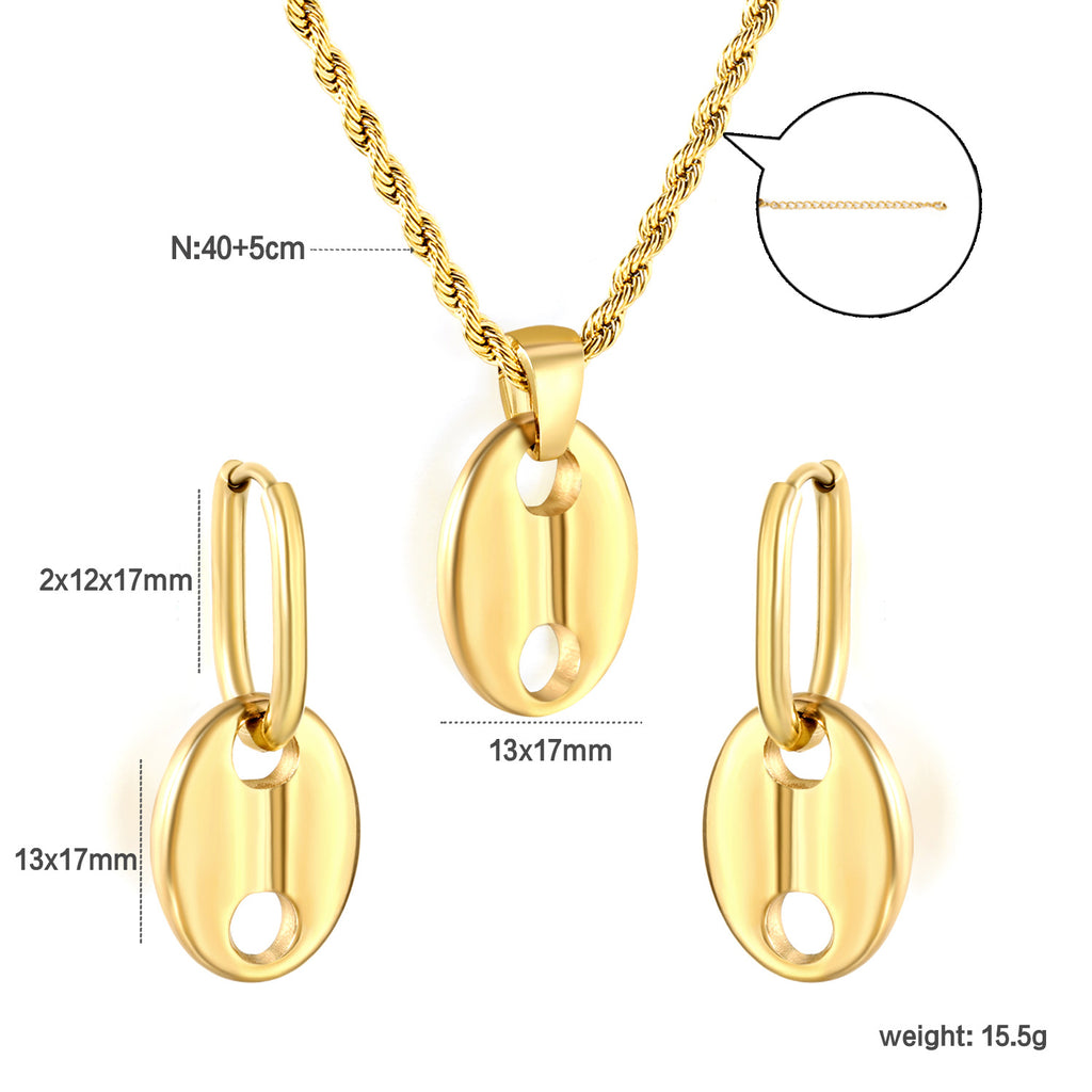 Damen Schmuckset mit Muschel-Anhängern und eleganter Gliederkette Shop Nory