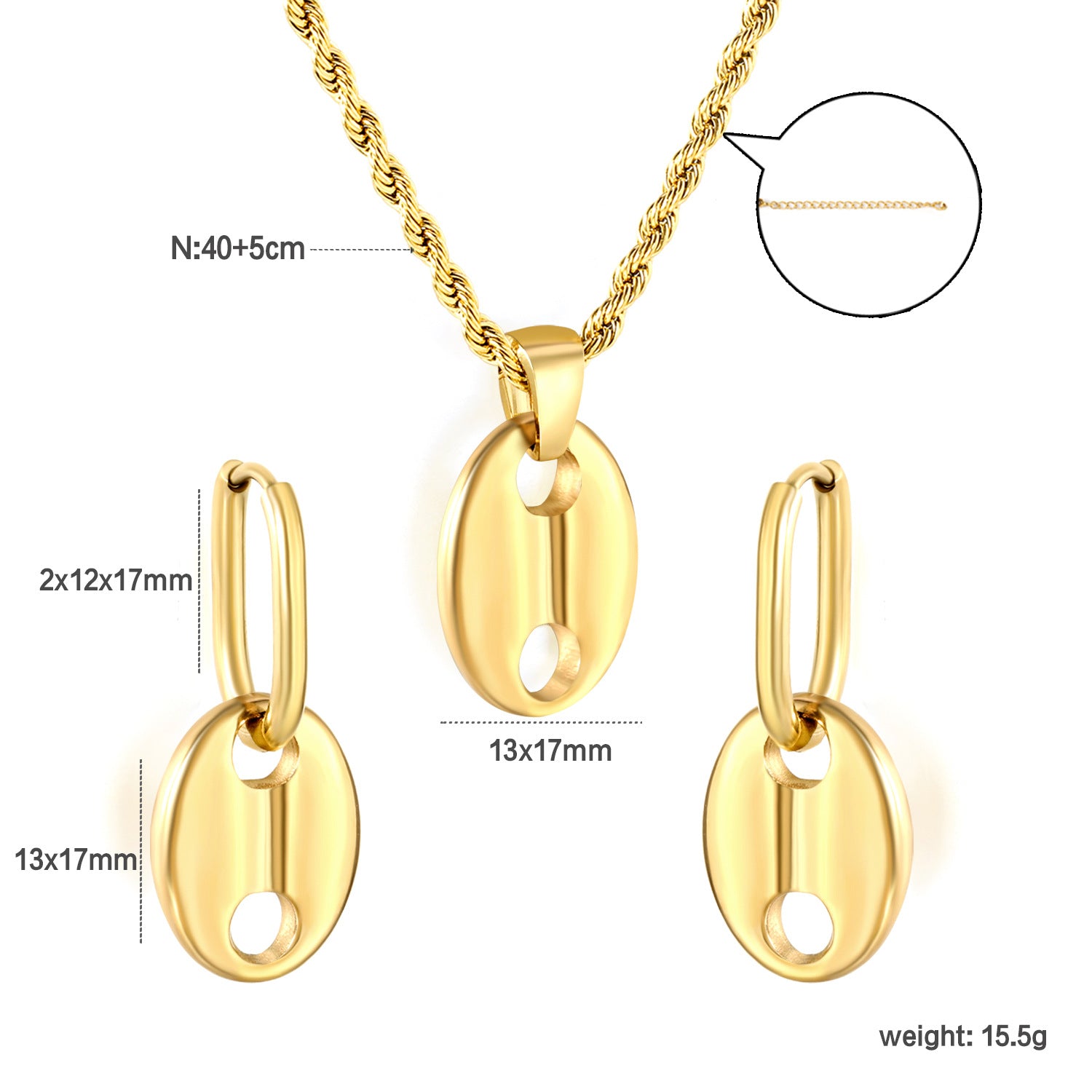 Damen Schmuckset mit Muschel-Anhängern und eleganter Gliederkette Shop Nory